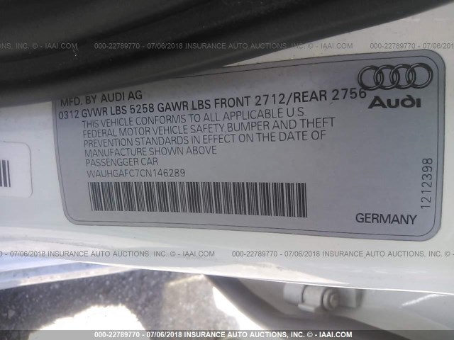 WAUHGAFC7CN146289 - 2012 AUDI A6 PRESTIGE Ağ foto 9