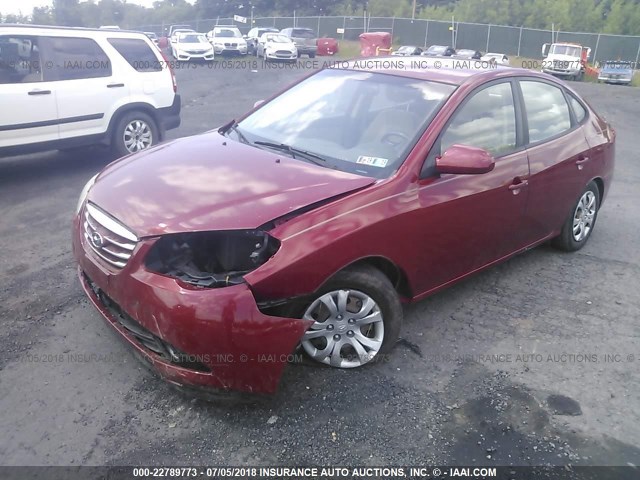 KMHDU4AD6AU907646 - 2010 HYUNDAI ELANTRA BLUE/GLS/SE RED photo 2