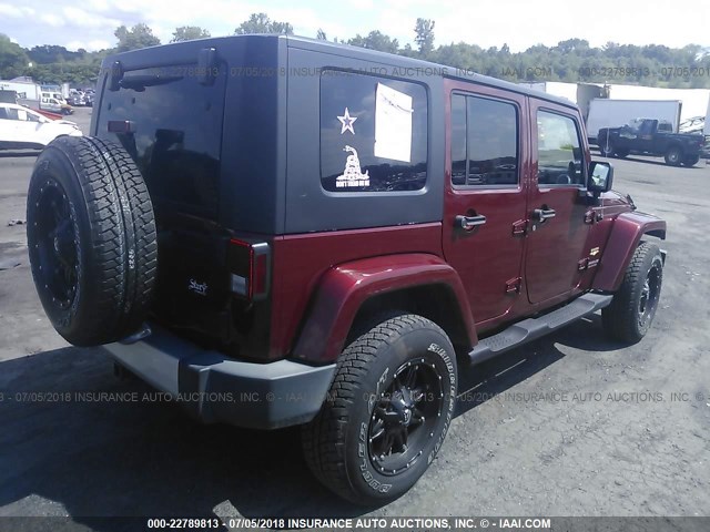 1J4GA59148L514944 - 2008 JEEP WRANGLER UNLIMITE SAHARA MAROON photo 4