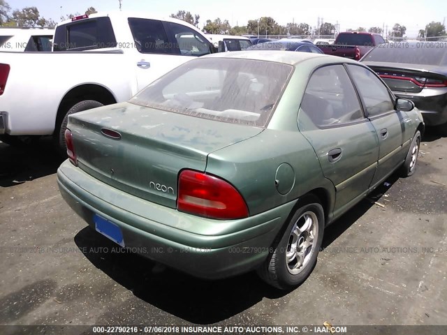 1P3ES47C3WD569448 - 1998 PLYMOUTH NEON HIGHLINE GREEN photo 4