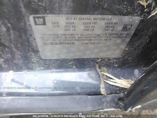 1G11C5SL4FF245186 - 2015 CHEVROLET MALIBU 1LT 灰色 照片 9