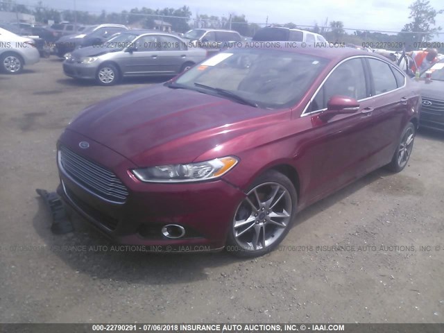 3FA6P0K97ER156275 - 2014 FORD FUSION TITANIUM RED photo 2