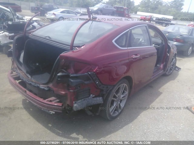 3FA6P0K97ER156275 - 2014 FORD FUSION TITANIUM RED photo 4