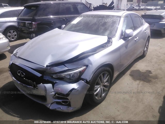 JN1BV7AP1FM352670 - 2015 INFINITI Q50 PREMIUM/SPORT SILVER photo 2