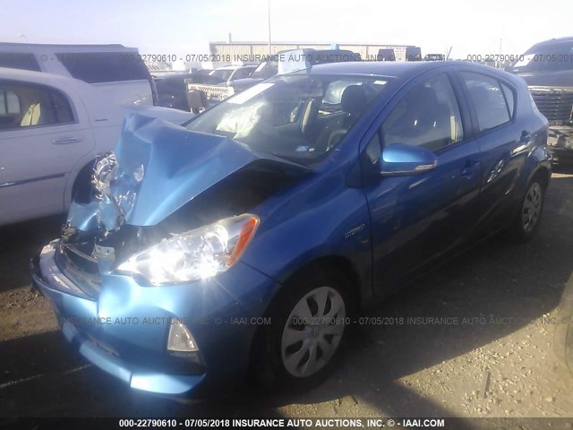 JTDKDTB36D1552401 - 2013 TOYOTA PRIUS C BLUE photo 2