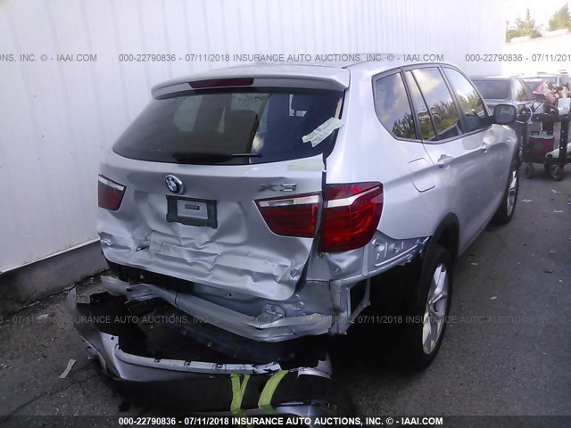 5UXWX7C50E0E80460 - 2014 BMW X3 XDRIVE35I SILVER photo 4