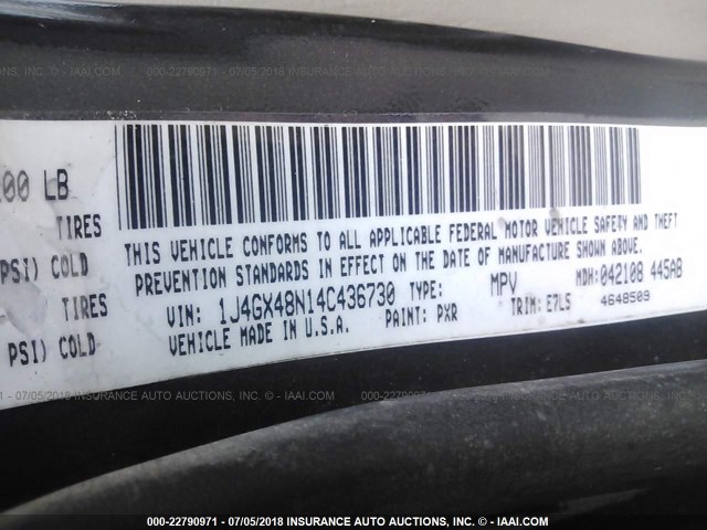 1J4GX48N14C436730 - 2004 JEEP GRAND CHEROKEE LAREDO/COLUMBIA/FREEDOM 黑色 照片 9