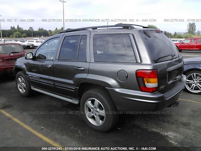 1J8GW68J52C184617 - 2002 JEEP GRAND CHEROKEE OVERLAND GRAY photo 3