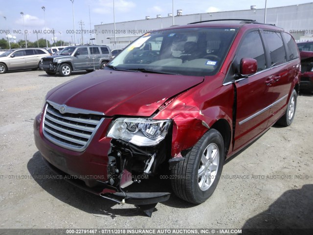 2A4RR5D10AR149801 - 2010 CHRYSLER TOWN & COUNTRY TOURING RED photo 2