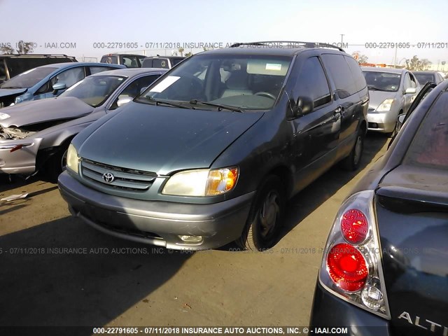 4T3ZF13C61U369749 - 2001 TOYOTA SIENNA LE/XLE BLUE photo 2