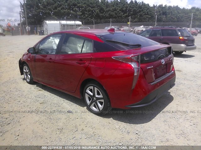 JTDKARFU6G3510477 - 2016 TOYOTA PRIUS RED photo 3