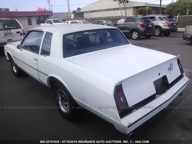 1G1AZ37G5ER119110 - 1984 CHEVROLET MONTE CARLO  WHITE photo 3