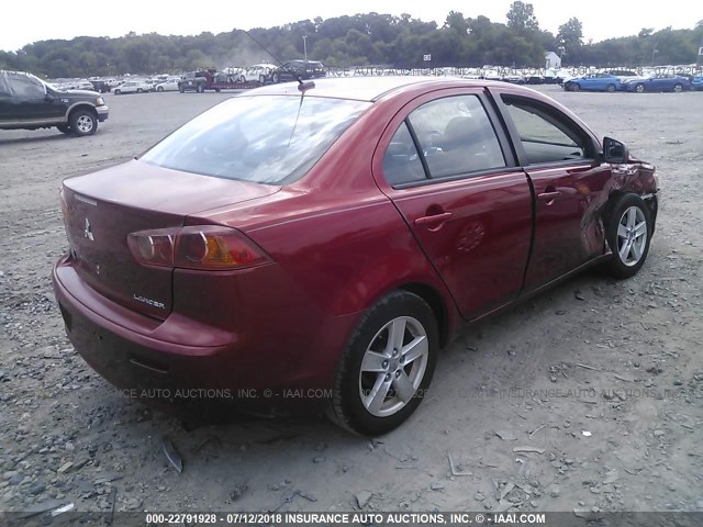 JA3AU26U88U005996 - 2008 MITSUBISHI LANCER ES RED photo 4