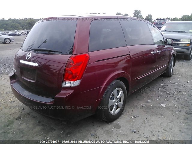 5N1BV28UX8N117026 - 2008 NISSAN QUEST S/SE/SL RED photo 4