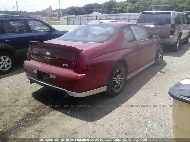 2G1WL16C579388554 - 2007 CHEVROLET MONTE CARLO SS RED photo 4