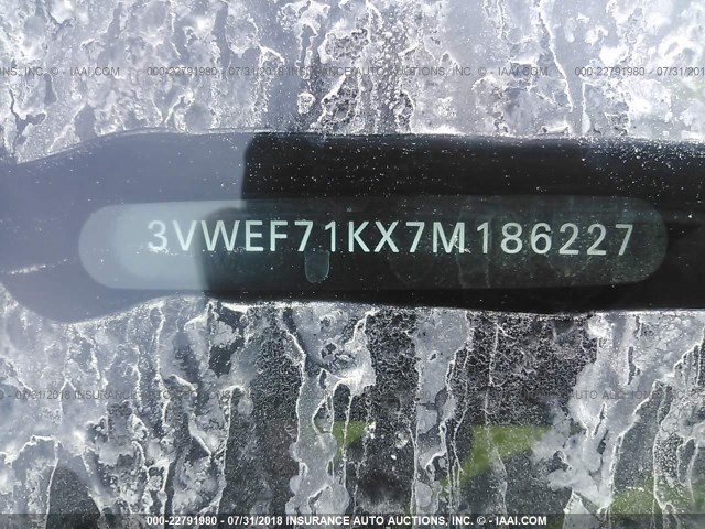 3VWEF71KX7M186227 - 2007 VOLKSWAGEN JETTA WOLFSBURG 白色 照片 9