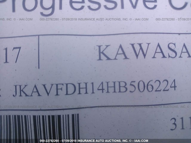 JKAVFDH14HB506224 - 2017 KAWASAKI KVF750 H GREEN photo 10