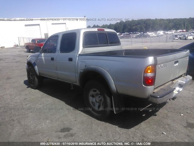 5TEGM92N62Z065972 - 2002 TOYOTA TACOMA DOUBLE CAB PRERUNNER SILVER photo 3