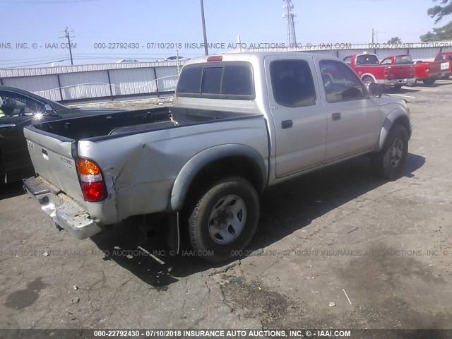 5TEGM92N62Z065972 - 2002 TOYOTA TACOMA DOUBLE CAB PRERUNNER SILVER photo 4