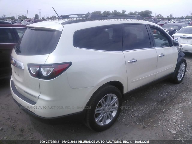 1GNKRGKD3DJ102987 - 2013 CHEVROLET TRAVERSE LT WHITE photo 4