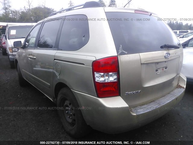 KNDMB133676134283 - 2007 KIA SEDONA EX/LX GOLD photo 3