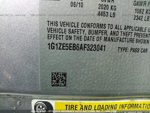 1G1ZE5EB6AF323041 - 2010 CHEVROLET MALIBU LTZ SILVER photo 9