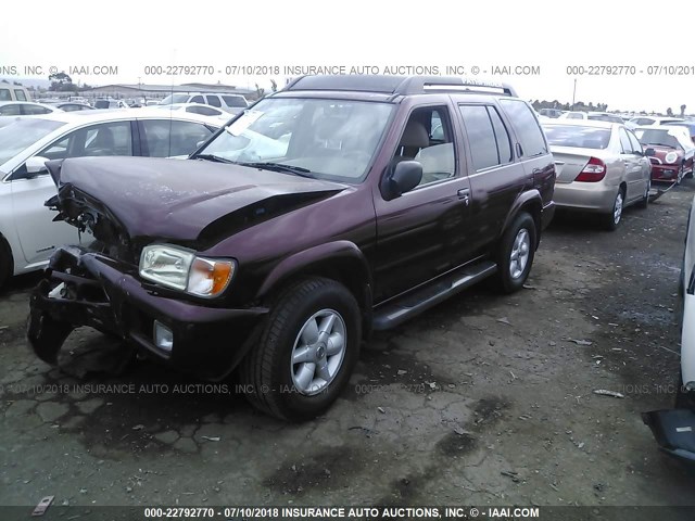 JN8DR09X32W663350 - 2002 NISSAN PATHFINDER LE/SE BURGUNDY photo 2