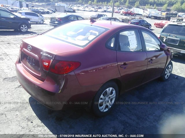 KMHDU46D19U822234 - 2009 HYUNDAI ELANTRA GLS/SE RED photo 4