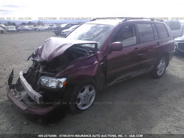 JTEEP21A250075810 - 2005 TOYOTA HIGHLANDER LIMITED RED photo 2