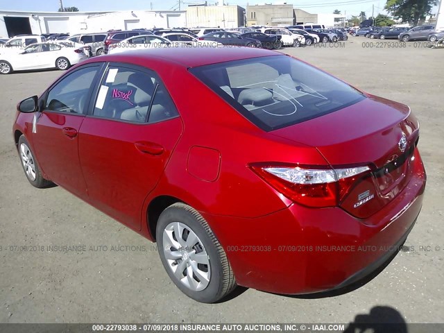 2T1BURHE8FC399319 - 2015 TOYOTA COROLLA L/LE/LE PLS/PRM/S/S PLS წითელი ფოტო 3