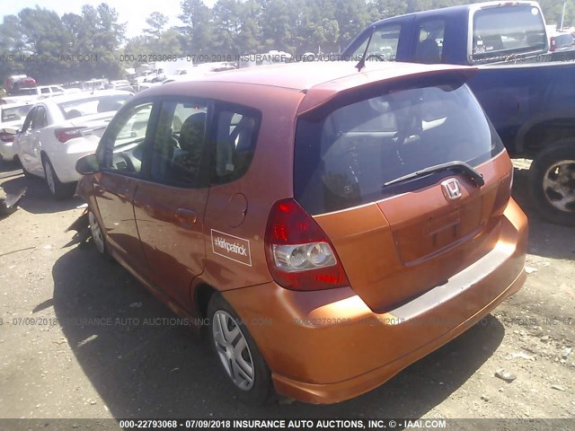 JHMGD38638S048250 - 2008 HONDA FIT SPORT ORANGE photo 3