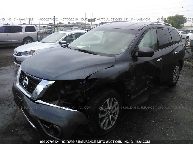 5N1AR2MM6EC666946 - 2014 NISSAN PATHFINDER S/SV/SL/PLATINUM GRAY photo 2