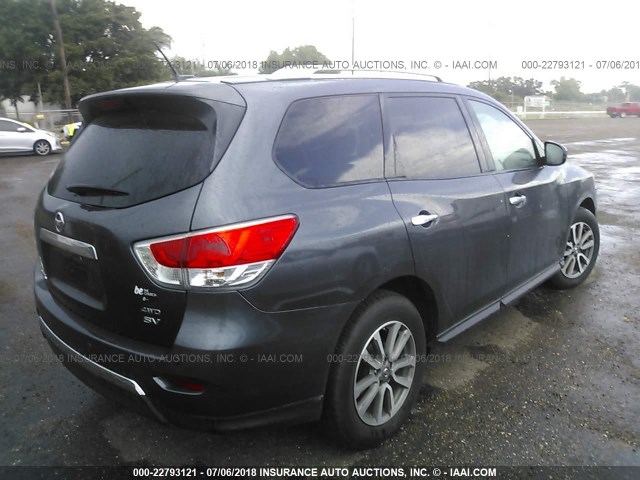 5N1AR2MM6EC666946 - 2014 NISSAN PATHFINDER S/SV/SL/PLATINUM GRAY photo 4