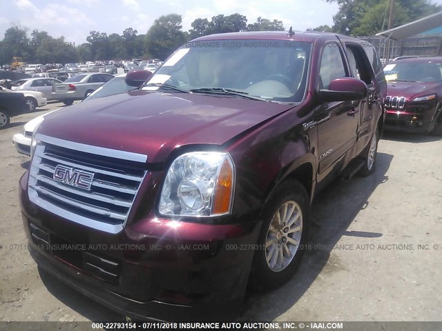 1GKFC13568R213352 - 2008 GMC YUKON HYBRID BURGUNDY photo 2