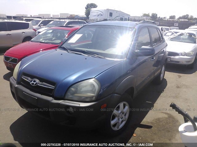 KM8JN12D95U035496 - 2005 HYUNDAI TUCSON GLS/LX BLUE photo 2