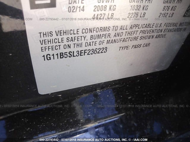 1G11B5SL3EF236223 - 2014 CHEVROLET MALIBU LS Qara foto 9