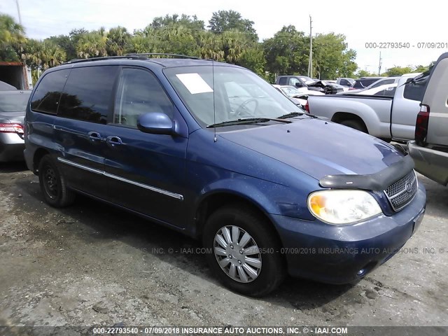 KNDUP131056666299 - 2005 KIA SEDONA EX/LX BLUE photo 1