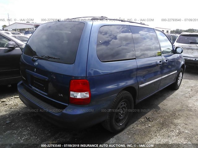 KNDUP131056666299 - 2005 KIA SEDONA EX/LX BLUE photo 4