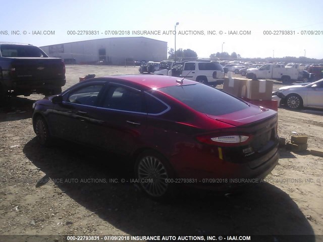 3FA6P0D99FR261303 - 2015 FORD FUSION TITANIUM RED photo 3