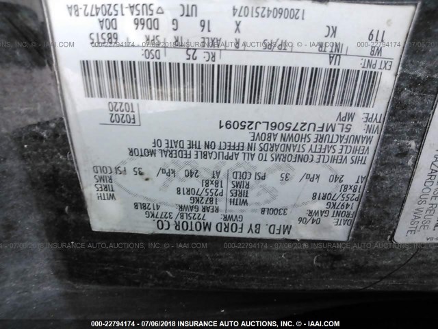 5LMFU27506LJ25091 - 2006 LINCOLN NAVIGATOR 黑色 照片 9