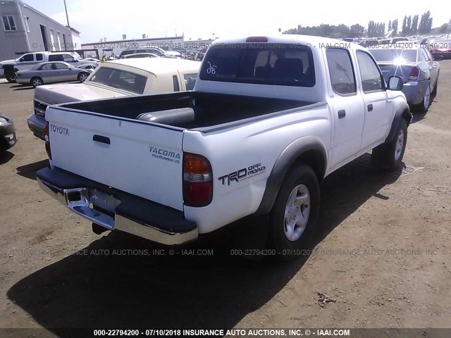 5TEGN92N04Z433403 - 2004 TOYOTA TACOMA DOUBLE CAB PRERUNNER WHITE photo 4