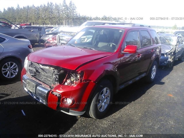 1FMCU9E77BKB67373 - 2011 FORD ESCAPE LIMITED RED photo 2