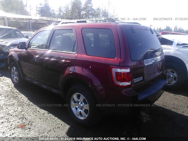 1FMCU9E77BKB67373 - 2011 FORD ESCAPE LIMITED RED photo 3