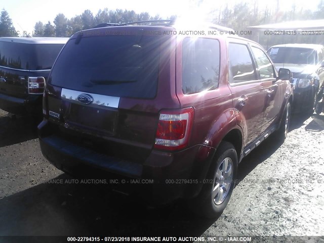 1FMCU9E77BKB67373 - 2011 FORD ESCAPE LIMITED RED photo 4