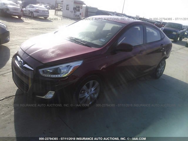 KMHCU4AE3EU750426 - 2014 HYUNDAI ACCENT GLS/SE RED photo 2