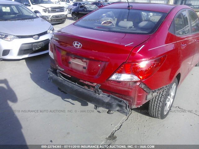 KMHCU4AE3EU750426 - 2014 HYUNDAI ACCENT GLS/SE RED photo 6