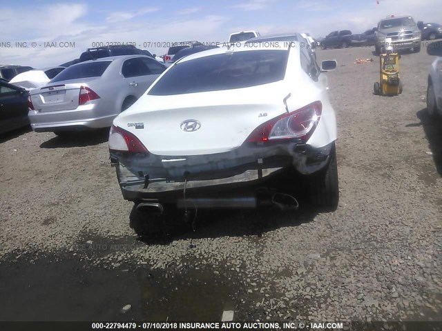 KMHHU6KH8AU009984 - 2010 HYUNDAI GENESIS COUPE 3.8L WHITE photo 6