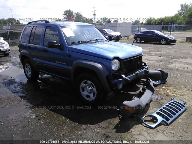 1J4GL48K23W702805 - 2003 JEEP LIBERTY SPORT/FREEDOM BLUE photo 1