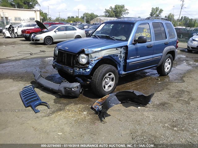 1J4GL48K23W702805 - 2003 JEEP LIBERTY SPORT/FREEDOM BLUE photo 2