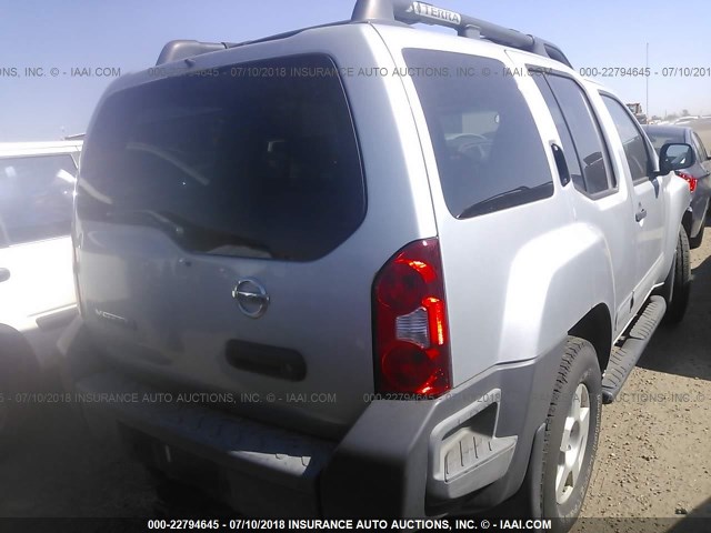 5N1AN08W45C655861 - 2005 NISSAN XTERRA OFF ROAD/S/SE SILVER photo 4